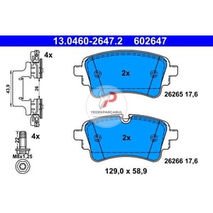 Fren Balatası Arka Yeni Tip Kulakları Pimsiz Balata Wva26266 / 17,6 mm