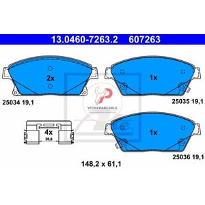 Fren Balatasi Ön (300 mm Di̇sk İ̇çi̇n) Alti Düz Ti̇p wva25034 / 19,1 mm