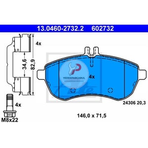 FREN BALATASI ÖN (STANDART TİP) C SERİSİ 204 E SERİSİ 212 WVA24306 / 20,3 mm