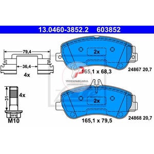 FREN BALATASI ÖN MERCEDES X204 GLK SERİSİ GLK220 GLK250 GLK280 GLK300 GLK320 GLK3 *** SİPARİŞ ÜZERİNE İTHALAT *** WVA24868 / 20,7 mm