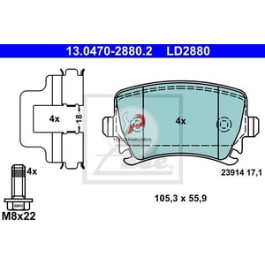 FREN BALATASI ARKA VOLKSWAGEN PASSAT 05>15 / / A4 01>08 // A6 04>11 // SERAMİK BALATA WVA23914 / 17,1 mm
