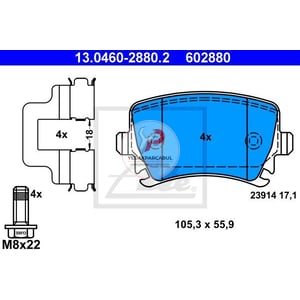 FREN BALATASI ARKA VOLKSWAGEN PASSAT 05>15 / / A4 01>08 // A6 04>11 // WVA23914 / 17,1 mm