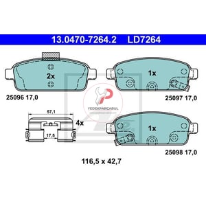 Fren Balatası Arka Seramik Balata Wva25096 / 17,0 mm