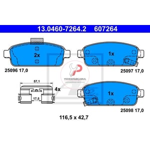 FREN BALATASI ARKA OPEL ASTRA J (BÜTÜN MODELLERE) WVA25096 / 17,0 mm