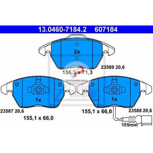 FREN BALATASI ÖN FİŞLİ VOLKSWAGEN GOLF IV 97> GOLF V 03> GOLF VI 08> POLO V 09> JETTA III 05> JETTA IV 10> PASSAT B7 10> PASSAT B6 05> SCIROCCO 08> BEETLE 11> CADDY III 04> / A1 10> A3 03> / ALTEA 04> IBIZA V 08> LEON 05> WVA23587 / 20,6 mm