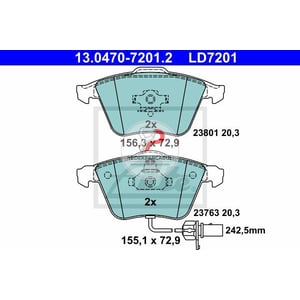 Fren Balatasi Ön Fi̇şli̇ 320 mm Çap Di̇sk İ̇le Uyumlu Serami̇k Balata wva23763 / 20,3 mm