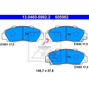 FREN BALATASI ÖN ACCORD 98>02 CR-V 97>01 HR-V 98> LEGEND 91> PRELUDE 92> SHUTTLE 94> / 600 93> WVA21651/17,5 mm